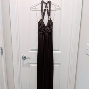 Mauve Taupe Cross Back Long Dress
